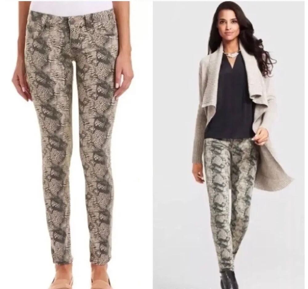 CAbi Diamondback Snakeskin Print Super Skinny Jeans Women's Size 2
